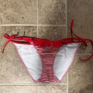 Abercrombie & fitch Red and White Striped Bikini Bottom